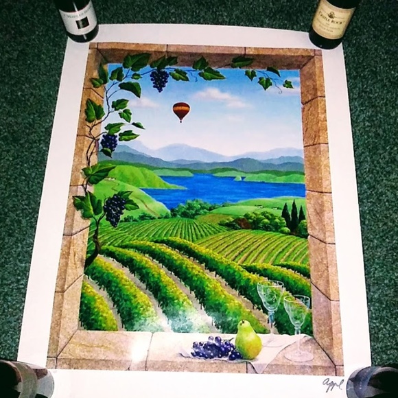 Dina Farris Signed Litho of Wine Country